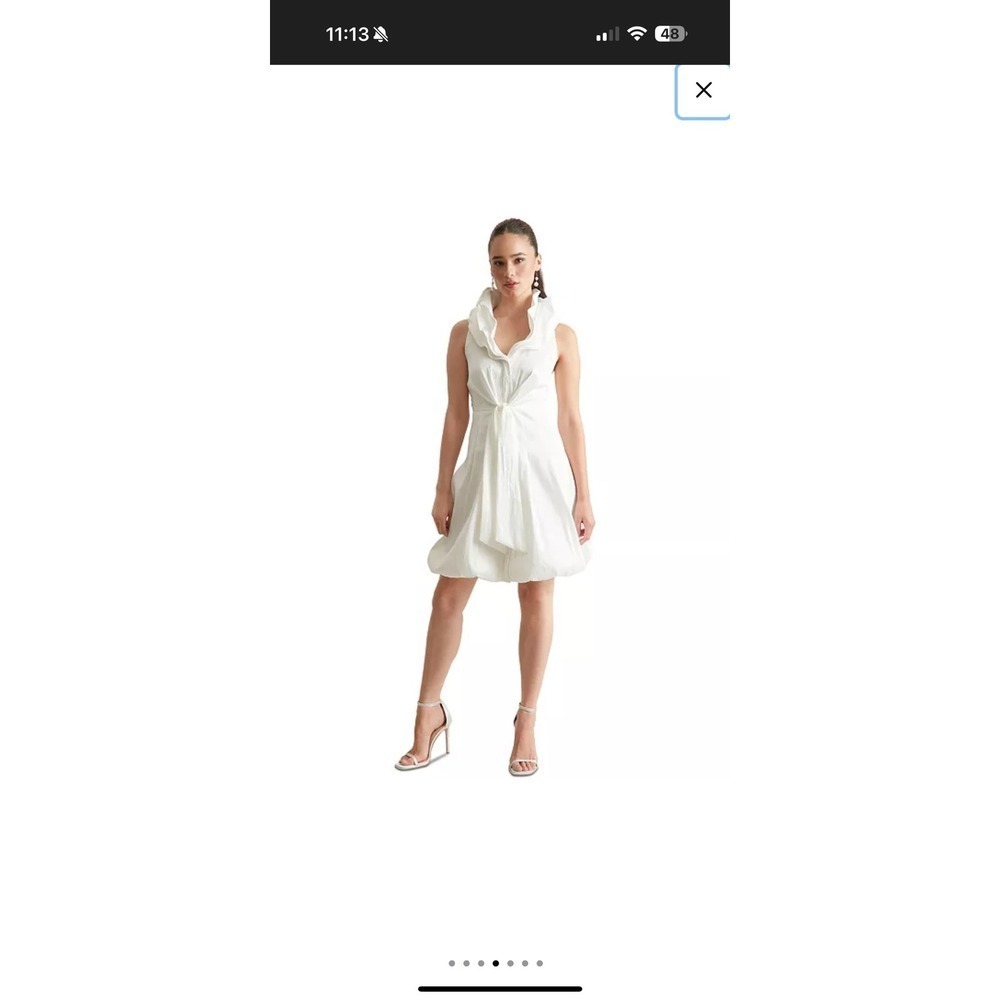 Ivy + Blu White Ruffle Collar Sleeveless Dress Size 8 Party Cocktail